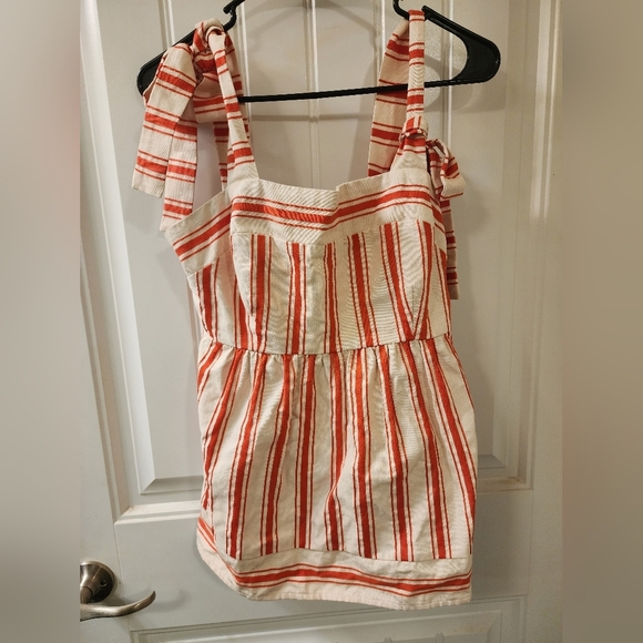 CAbi Tops - Cabi Orange & White Striped Tie Strap Top Size Small